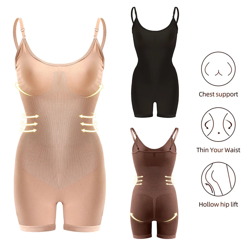 Seamless Bodysuit Compression Open Crotch Shapewear Women Push Up Fajas Colombianas Corset Slimming Butt Lifter Full Body Shaper